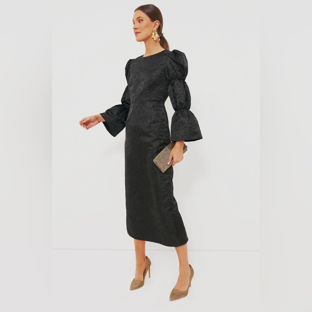 Tuckernuck Hyacinth House Black Jacquard Puff Sleeve Darcy Dress